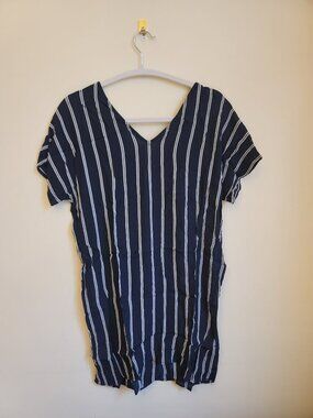 Madewell - Striped Tunic Shirt with Back Buttons - Navy - Size XS